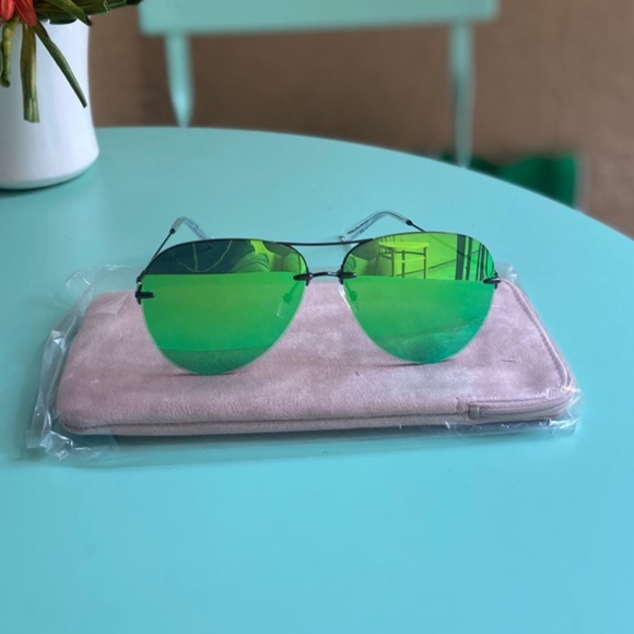 Christopher Kane Accessories - Christopher Kane Green Aviator Sunglasses CK0010S